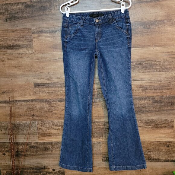 Vtg Calvin Klein Jeans Size 6 Skinny Flare Medium Dark Low Rise Y2K Western Boho - Picture 1 of 12